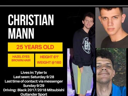 Christian "The Book" Mann Tyler, TX, 25-year-old man reported missing, help locate