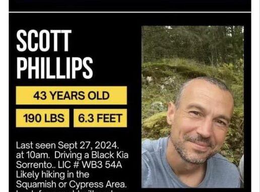 Scott Phillips Vancouver, BC, 43-year-old man missing since September 27